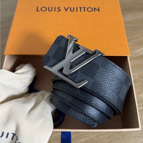 Louis Vuitton Mens Belt black/gray  Damier Azur - Picture 1 of 6